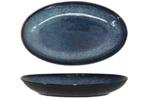 Cuisine Talent 12" Oval Japanese Style Serving Plates, Set of 2 – Heavyweight Stoneware Platters for Sushi, Steak & Shared Di