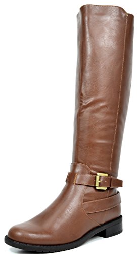 TOETOS SANCHEZ Women's Fashion Daily Casual Knee-High Buckle Lady Winter Riding Boots TAN SIZE 10