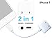KISEKI iPhone 7 Lightning Adapter to 3.5mm Audio and Charging 2 in 1 (White)