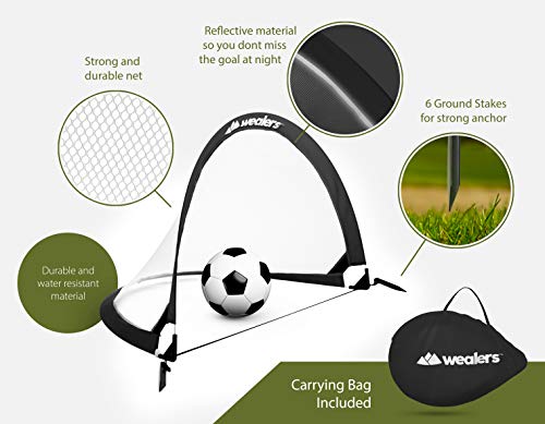 image for Wealers Collapsible Soccer Goal Set of 2 with Travel Bag - Ultra Porta