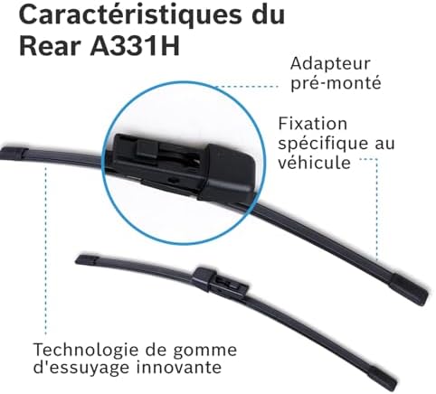 Rear A331H - Excellent Nettoyage - Balai d'essuie-glace de Remplacement pour Pare-Brise Arrière - Vendu à l'unité, 330mm