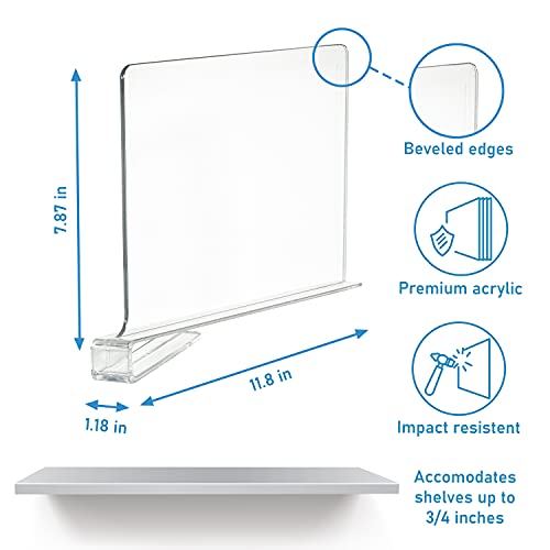 Maxlandsol Clear Shelf Divider 8 Pack, Clear Acrylic Shelf Dividers