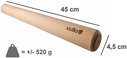 Uulki® Grand Rouleau à Pâtisserie Écologique en Bois 45 cm – Écologique en Hêtre Non Traité Artisanat traditionnel d'Europe (45 cm)
