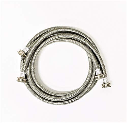 2-Pack Premium Stainless Steel Washing Machine Hoses - 5 FT No-Lead Burst Proof Water Inlet Supply Lines - Universal Connection - 10 Year Warranty - Thumbnail 5