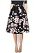 MULLSAN Women's Print Floral Pleated Skirt Midi Skater Skirt Party Dress (WS1)