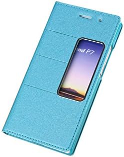 HWER 2 in 1 Bundle for HUAWEI Ascend P7 Leather Flip Protective Wallet Cover Shell with HD Screen Protector,Color:Beach-blue