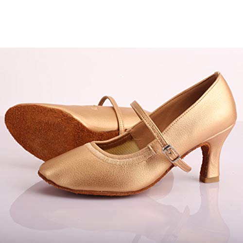 KESEELY Fashion Round Head Square Buckle Sandals Women Dancing Modern Dance Ballroom Latin Dance Soft Bottom Shoes Gold