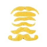 12 Synthetic Mustache Assortment - Costume Moustache (Yellow)