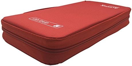 BEYLEG 64 Disc CD DVD Blu-Ray Portable Wallet Storage Organizer Holder Case Bag Album Box (64-Capacity, Red)