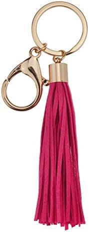 Rantanto Tassel Charm Key Chains With Lobster Clasp, Women Key Rings (KY0003 Rose Red)