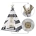 TOUCH-RICH Durable Teepee for Kids 5 ft 4 Poles Indian Play Tent Sturdy & Safe Kids' Furniture with Window & Floor (Stripe Grey Teepee)