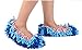 G2PLUS Unisex Multifunctional Washable Chenille Fibre House Floor Cleaning Dust Mop Slippers Foot Socks Mop Shoes (Blue)