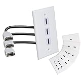 MXTECHNIC 3 Ports 4K HDMI Wall Plate Outlet Cover with 6 Inch Female to Female High Speed HDMI Pigtail Cable for Video Game Systems,TV Boxes or Other HDMI/Ethernet Channel-Enabled Devices, White