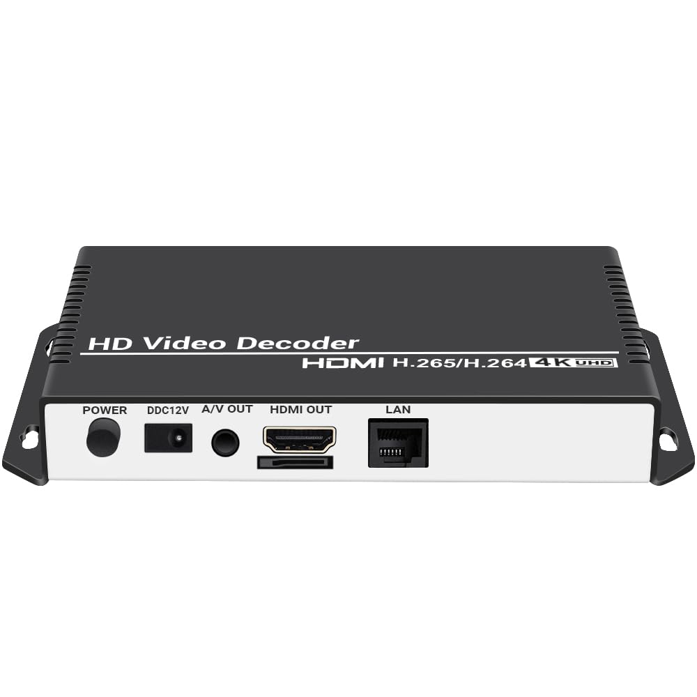 URayCoder H.265 H.264 4K HD Network Video Stream Decoder Supports RTMP HLS RTSP UDP SRT HTTP, IP to HDMI Converter for Decoding Video Encoders and IP Cameras to HDMI RCA CVBS Displays