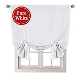 H.VERSAILTEX Pure White Curtain Thermal Insulated Tie Up Window Shade Light Blocking Curtains for Bathroom, Rod Pocket Panel- 42" Wide by 63" Long