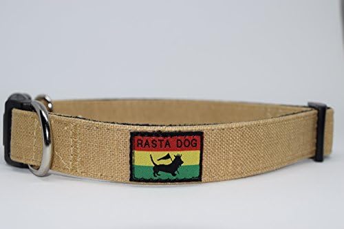 RASTA DOG Adjustable Dog Collar available in multiple sizes and colors Eco-Friendly Bamboo with fleece lining Tan with Black Fleece lining (Medium 14-20 in. long by 3/4 in. wide)