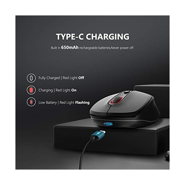 Seenda Wireless Bluetooth Mouse for Laptop, LED Rechargeable Silent Bluetooth Mouse for Computer, Compatible with Mac…