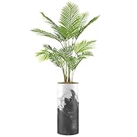 SIGNWIN Areca Palm Tree with Black & White Smoky Paint Smudge Effect Vase Geometric Shapes Minimalism Zen Relax/Calm Grey Dark for Living Room, Bedroom, Office - X-Large 5 Feet (60