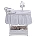 Simmons Kids Gliding Bedside Bassinet - Portable Crib with Activity Mobile Arm Featuring Spinning Toys, Vibration, Nightlight and Music, Peacock