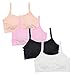 VeaRin Big Girls' Cotton Training Crop Bra with Padding,Starter Bras for Girls Pack of 4 White
