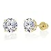 14k Yellow Gold Solitaire Round Cubic Zirconia Stud Earrings in Secure Screw-backs (6mm)…
