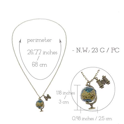 Barogirl Earth Globe Necklace Telescope Vintage World Travel Accessories Jewelry for Women and Girls
