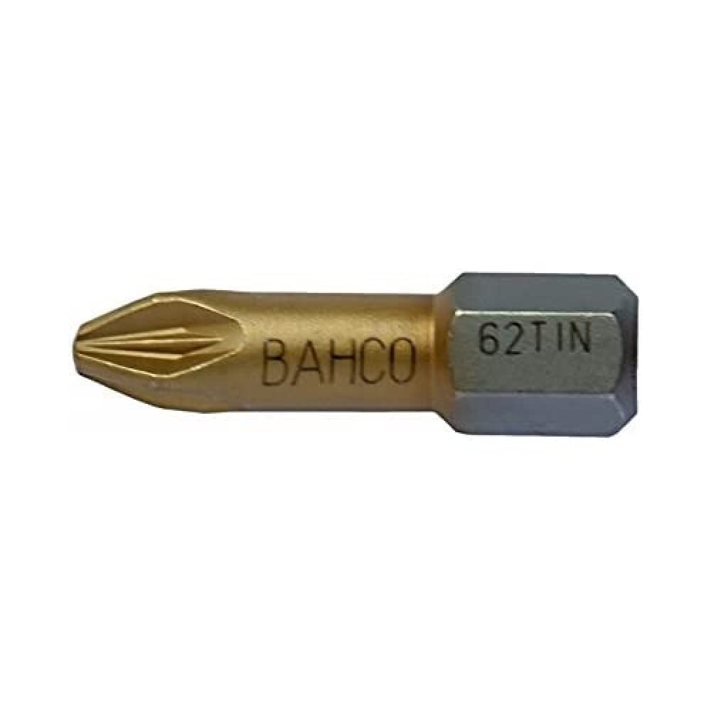 Bahco 62TIN/PZ3 Pz3 Tin Bit for Pozidriv Head Screws, Gold/Grey, 25 mm, 10-Piece