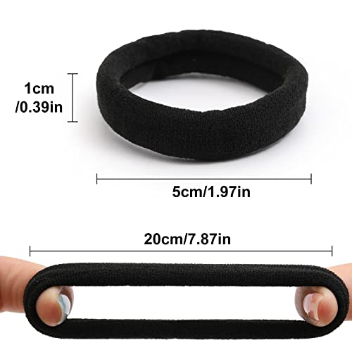 100 PCS Large Hair Ties, Ponytail Holders for Thick Heavy Hair, Stretchy Elastic Hair Ties for women, Men, Girls, Non-slip Hair Bands for Curly Hair, No Seamless Nylon Hair Ties, No Damage Hair Accessories, Black