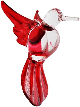 Crystal Castle Glass Hanging Hummingbird Figurine Solid Color Clear Body (Red)