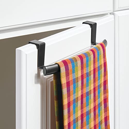 mDesign Steel Over Door Curved Towel Bar Storage, Hanger for or