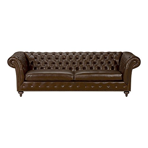 Ethan Allen Mansfield Leather Sofa, Quick Ship, 101", Omni 