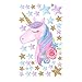 Amaonm Creative Cartoon Rainbow Unicorn with Colorful Stars Wall Decals Removable PVC Wall Art Decor Home Wall Decoration 3D DIY Stickers Murals for Girls Rooms Kids Bedroom Living Room Doors (Star)