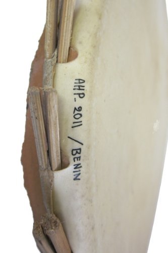 African Sakara Frame Drum with stick - Clay and goat skin - Large 12-13" size - Thumbnail 3