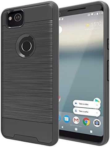 Google Pixel 2 Case, Onyxii Hybrid Dual Shockproof Layer Brushed Texture Slim Protector Cover for Google Pixel 2 - Black