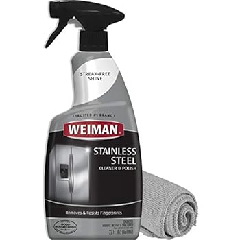 Weiman Stainless Steel Cleaner and Polish - 22 Ounces (Microfiber Cloth) - Appliance Surfaces Leave Behind a Brilliant Shine