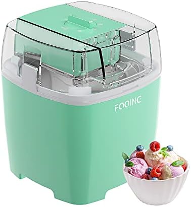 FOOING Ice Cream Makers Countertop, Homemade Ice Cream Machine, 1.5 Quart Gelato Sorbet Maker Frozen Yogurt Machine for Kids Home (Mint)