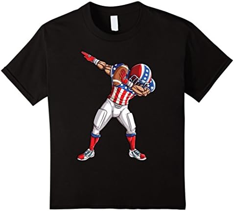Kids Dabbing Football T shirt USA Flag Dab Boy Dance Gifts Tees 12 Black