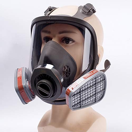 FEIXIN Wide-angle Full Face Mask, Activated Carbon Mask, Dual Air Filter Element, Chemical Dust Mask, Spray Paint, Woodwork Decoration (No. 1 Filter Box)