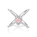 OPALBEST Pear Fire Opal Criss Cross X Ring Halo CZ Eternity Engagement Band White Gold Plated for Women Girls