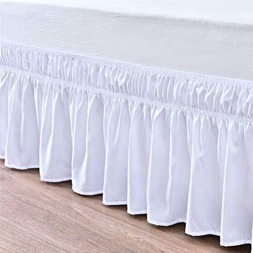 Queen/King Wrap Around Bed Skirts, 16 Inch Drop Ruffled Bed Skirt with