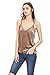 SheIn Women's Casual Basic Strappy Velvet V Neck Cami Tank Top Medium Brown