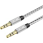 CE-LINK 3.5mm Audio Stereo Cable Cord Male to Male Auxiliary Cable Aux Cable Compatible for iPhone, iPad or Smartphones, Tablets, Media Players,Car (2M, Silver)