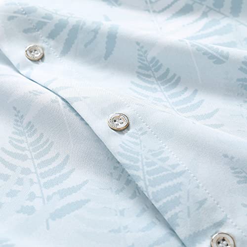 SheLucki Hawaiian Shirt for Men, Unisex Summer Beach Casual Short Sleeve Button Down Shirts, Printed Palmshadow Clothing Leaf Light 2Green XL