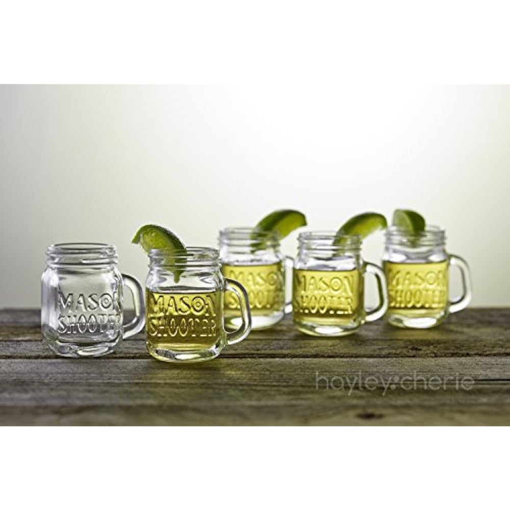  Mason Jar Shot Glasses With Lids (Set Of 8) Mini Shooter Handles 2
