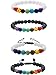 Bememo 4 Pieces Lava Stone Bracelets 7 Colors Chakra Beads, Aromatherapy Bracelets Bangles for Essential Oils (Style Set 1)