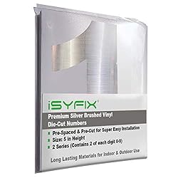 iSYFIX Silver Brushed Vinyl Numbers Stickers - 5