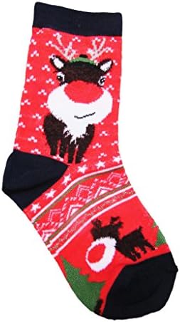 Kids Ugly Christmas Holiday Boys Girls Socks (5-7, reindeer)