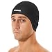KMMIN Swim Cap, 3D Ergonomic Design Swimming Cap for Women Men Long Hair Short Hair Silicone Adult Swim Cap with Great Elasticity Ear Protection(Black)