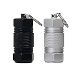 douper High Capacity Aluminum Keychain Pill Fob Waterproof Pill Holders Outdoor Airtight Matches Container Time Capsule Pack of 2 (1 White + 1 Black)