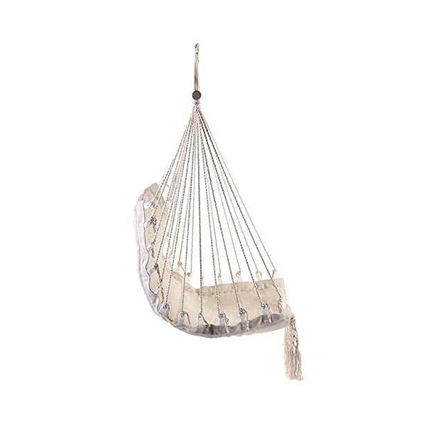 HI SUYI Makramee Deckenstuhl Bohemian Hängesessel Hängematte Loungesessel freistehend mit Holzstange für Innen Außen…